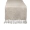 Contemporary Home Living 108&#x22; Beige and White Woven Fringed Table Runner